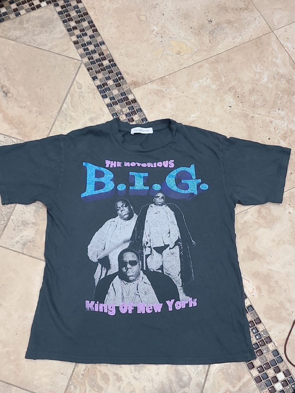 Daydreamer Mens'  Black Graphic Tee with Blue & Purple B.I.G. Print
